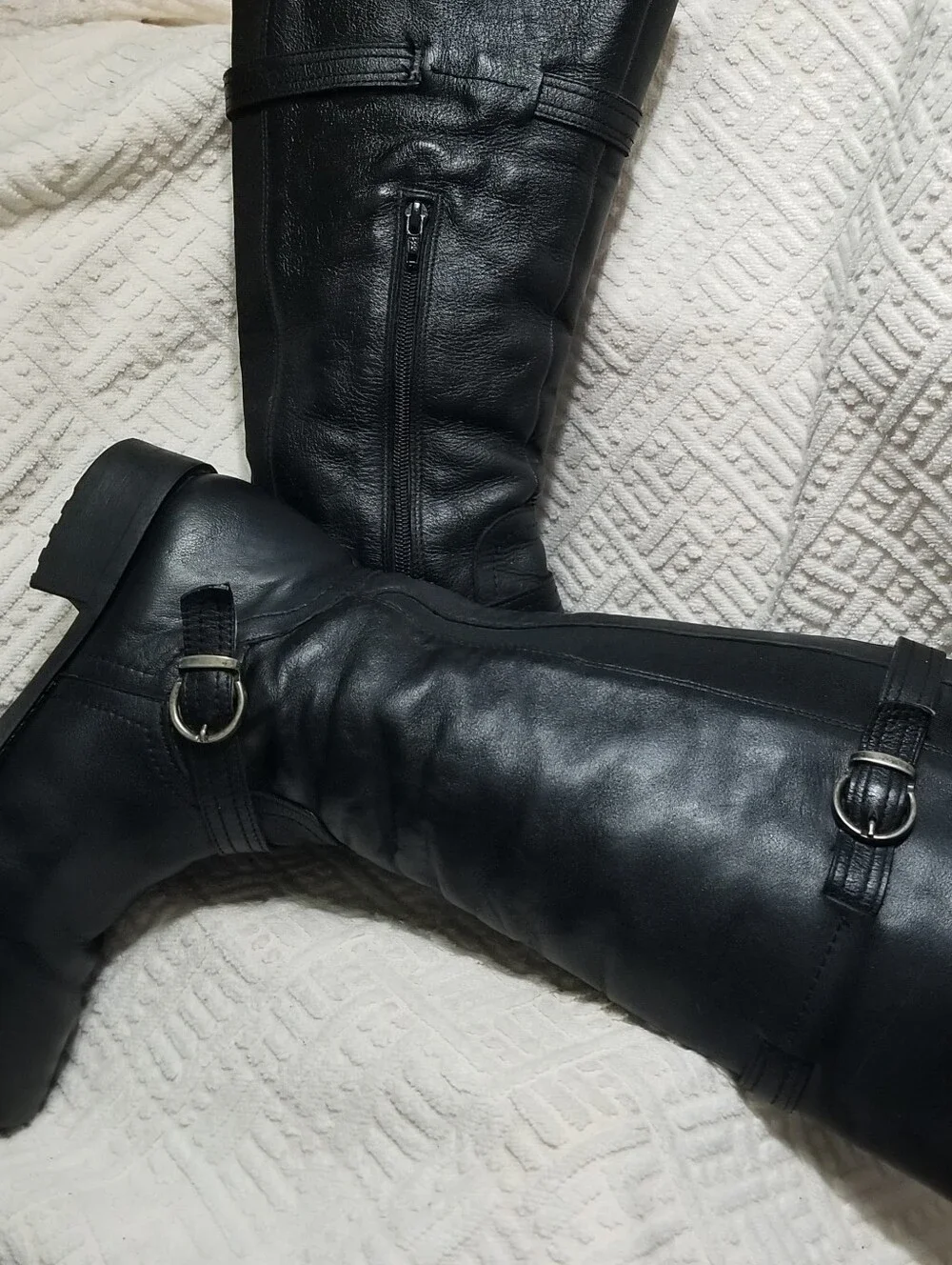 Andrea 10 Sleek Black Over-the-Knee Leather Riding Boots With Side Zipper